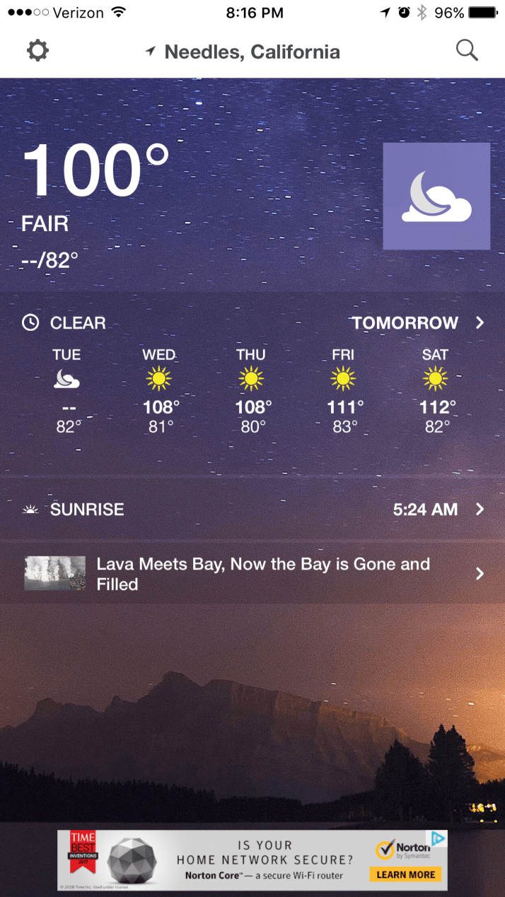 100 degrees at 815pm